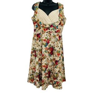 Blue Enchantress vintage inspired floral dress fit and flare women's size XL
